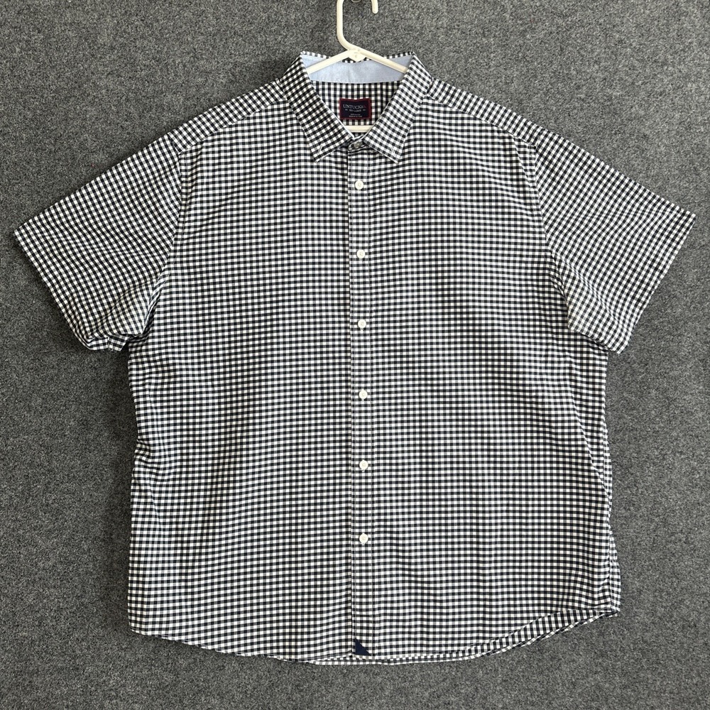 UNTUCKit Short Sleeve‎ Button Down Shirt-Men's 2XL- Blue/White Gingham Checkered